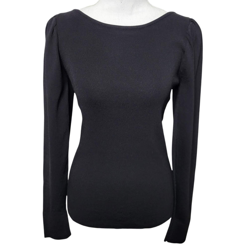 ANTONIO MELANI Black Long Sleeve Luxurious Knit Long Sleeve Top Size XS